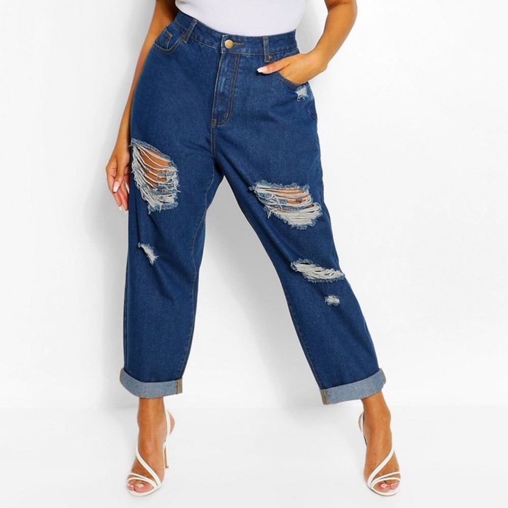 Plus Blue washed Dad Jeans